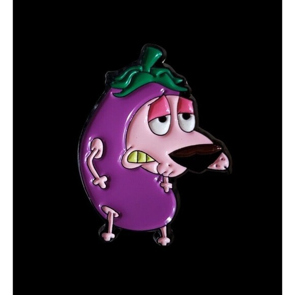 New Courage The Cowardly Dog Metal Enamel Pin Cartoon Network The Great Eggplant - Picture 1 of 2